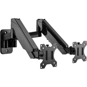 Dual Monitor Wall Mount, Double Monitor Wall Stand for Two 17-32 inch Flat Computer Screens, Height Adjustable Gas Spring Mounted Bracket Arms Hold up to 17.6lbs, VESA 75/100
