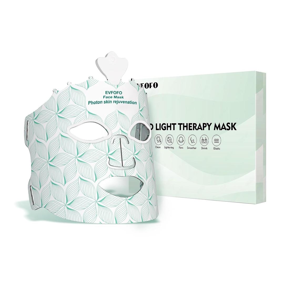 Red Light Therapy for Face, Light Therapy Mask for Firming, Wrinkles & Acne, Wireless Red & 850nm Infrared Light Silicone Mask, 7-Color LED Face Mask Portable for Use at Home & Travel, Green