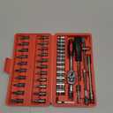 Egofine 46 Pieces 1/4 inch Drive Socket Ratchet Wrench Set, with Bit Socket Set Metric and Extension Bar for Auto Repairing and Household, with Storage Case