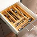 Juvale Kitchen Drawer Organizer Tray - 17 x 11.75 x 1.75 in, Natural Wood, 6-Slot Utensil & Cutlery Organizer - Silverware Holder & Storage Tray