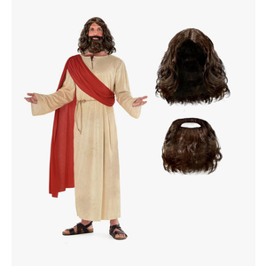 Morph Jesus Costume For Men Plus Wig And Beard - Jesus Christ Halloween Robe Outfit Size L