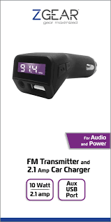 ZGear FM Transmitter and USB Car Charger - Black