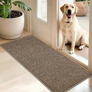 BEQHAUSE Dirt Trapper Door Mat 20" x 48", Non-Slip Washable Doormats Entrance Mat, Dirt Resistant and Absorbent Welcome Mat, Low Profile Floor Mats for Front Back Door and Entryway, Beige