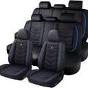 Car Seat Covers 8 Seats for Chevrolet Traverse 2009-2026, Durable Wear Resistant Waterproof Vehicle Cushion Cover, Breathable No Odor Premium Leather Vehicle Seat Cover.(Standard, Black Blue)