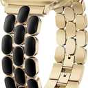 Wearlizer Metal Bracelet Compatible with Apple Watch Bands for Women 40/38/41/42mm (Series 11/10), Gold Dressy Designer Jewelry Enamel Stainless Steel Strap for iWatch Band SE Series 9/8/7/6/5/4/3/2/1