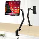 Houele Tablet Stand Holder, Adjustable Foldable Tablet Arm iPad Desk Mount with 360Rotate Base, Phone Holder iPad Stand for Desk and Bed, Compatible with Tablets, Phones or Other 4-15.6" Device