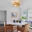 Boho Rattan Flush Mount Ceiling Fan with Light and Remote: 20" Coastal Boho Bamboo Wicker Fandelier, Gold Chandelier Ceiling Fan for Bedroom Living Room