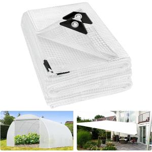 ANGAR 16 Mil Heavy Duty Clear Greenhouse Tarp, 16x20FT Waterproof Clear Tarps with Grommets, UV Resistant Greenhouse Replacement Poly Cover, for Gardening, Farming, Chicken Coops, Canopy,Outdoor