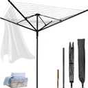 Outdoor Umbrella Drying Rack,Rotary Retractable Clothes Line,Outdoors Adjustable Height Drying Rack Clothing 12 Lines 4 Arms with 165 Feet Drying Space,Collapsible Clothes Drying Rack for Backyard