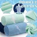 3 Pcs Beach Hand Towels for Bathroom Summer Ocean Coastal Kitchen Towels 29.5 x 13.8'' Nautical Cotton Embroidered Decorative Soft Absorbent Bath Towel Gift Kitchen Decor