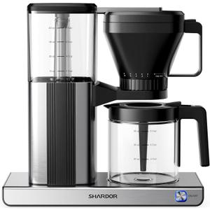SHARDOR 8-Cup Drip Coffee Maker with Reusable Filter and Glass Coffee PotBlack and Sliver
