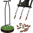 VASALAID Lawn Aerator Tool, Manual Core Lawn Aerator with 3 High Strength Stainless Steel Tines, Less Prone to Clogging Heavy Duty Grass Aerating Tool for Keep Your Lawn and Garden Healthy