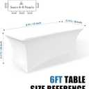 6FT White Table Cloth - 2 Pack Fitted Stretch Rectangle Spandex Tablecloth, Washable Table Cover for Party, Picnic, Wedding, Banquet, Birthday and Festival(30" x 72")