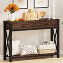 BON AUGURE Console Table with 2 Drawers, Entryway Tables with Storage, Sofa Table Behind Couch for Living Room, Farmhouse Entry Tables for Hallway, Foyer, Front Door (Rustic Oak, 47 Inch)