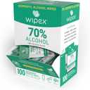 Wipex 70% Isopropyl Alcohol Wipes - Individually Wrapped Sachets, Electronic & Tech Wipes in Dispensing Box, 100 Count (Pack of 1)