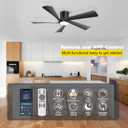 Ohniyou 52 Low Profile Ceiling Fan with Lights, Remote & APP Control Modern Flush Mount Indoor Outdoor Ceiling Fans, Dimmable, Silent DC Motor, Reversible, Black