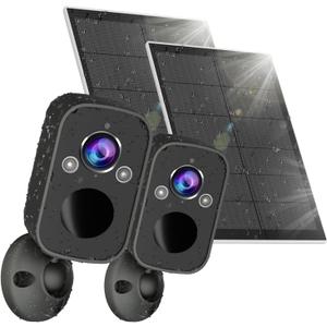 Rraycom 2K Security Camera Wireless Outdoor, Solar Camera with Color Night Vision, AI Motion Detection with Spotlight&Siren, 2-Way Audio, Cloud/SD Storage, IP65 Outdoor Cameras for Home Security 2pack