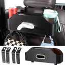 Car Rear Backseat Extra Multifunctional Drink Cup Holder Organizers with Tissue Storage Box Organizer & Hooks for Car Seat Back. Imitation Carbon Fiber Texture