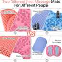 Upgrade Silicone Foot Massager Mat, Large Reflexology Mat for Feet Relaxation, Portable Foot Acupressure Mat with Dual-Side Usage, Foldable Standing Desk Mat for Pain, Fatigue Relief(Pink-L)