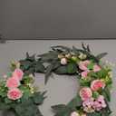 H&W 2pcs Artificial Wedding Arch Flowers for Wedding Sign, Floral Swag Dusty Decor for Reception Ceremony Backdrop Sweetheart Table(Willow Leaves-Peony-Pink)