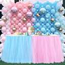 Gender Reveal Tulle Table Skirt for Baby Shower Gender Reveal Boy or Girls Birthday Party Blue Pink Tutu Table Skirts for Rectangle Tables 6FT