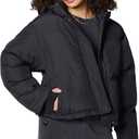 Florence by Mills Womens Short Hooded Puffer Coat (X-Large, Black)