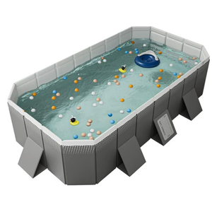 Foldable Swimming Pool, Rectangular Above Ground Swimming Pool for Outdoor Family Square Pool with Drain Plug and Drain Hole, Easy to Assemble, Pool for Backyard Dog Pools (2.6m)