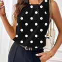 Samefar Womens Summer Tank Tops Pleated Crewneck Casual Loose Chiffon Blouses Sleeveless Tops Business Work Shirts (XXL, Black)