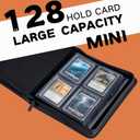 Toploader Binder, Holds 128+ Toploaders, 4 Pocket Top Loader Card Storage Case, Double-Sided Pockets for trading card in 3 x 4'' ToploadersOragne, Small
