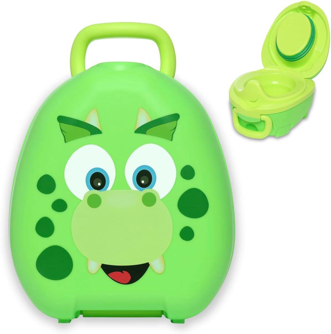 My Carry Potty - Dinosaur Travel Potty, Award-Winning Portable Toddler Toilet Seat for Kids to Take Everywhere