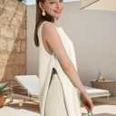 Wyeysyt Women's Summer Sweater Set Sleeveless Tunic Top and Shorts 2 Piece Outfits Beach Vacation Sets Tracksuits(Apricot-M), Medium