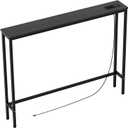 Aduanbang 5.9" Console Table with Outlet – Narrow Sofa Table, Behind Couch Table for Living Room & Hallway, 5.9" x 39.4" x 30", Metal Frame, Rustic Brown