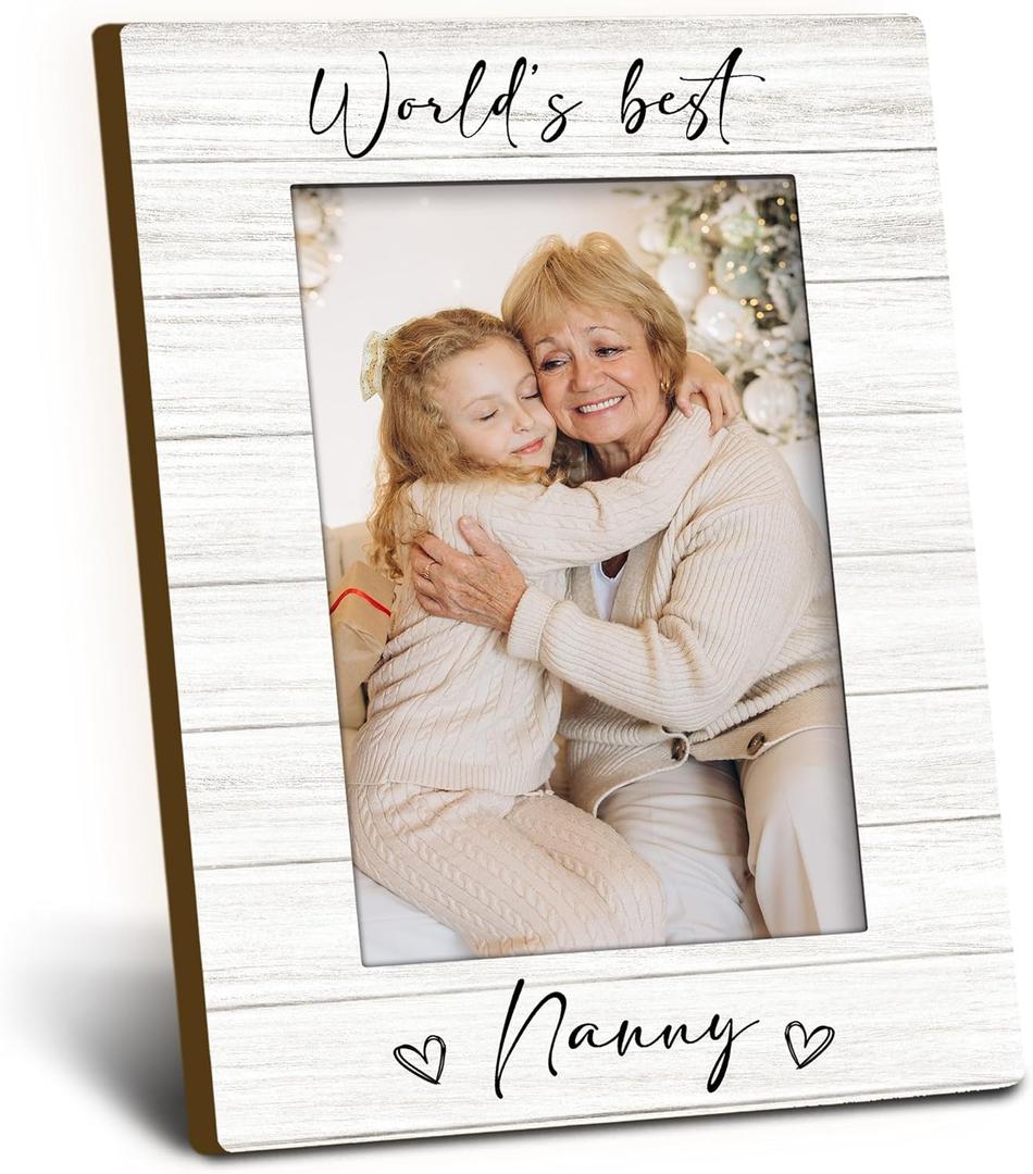 Nanny Grandma 4x6 Picture Frame, Mother's Day Gifts for Grandma Wooden Picture Frame, Best Grandmother Gifts, World's Best Nanny Decorative Photo Frames for Table Desk Decor