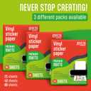 JOYEZA Premium Printable Vinyl Sticker Paper for Inkjet Printer - 25 Sheets Matte White Waterproof, Dries Quickly Vivid Colors, Holds Ink well- Tear Resistant - Inkjet & Laser Printer