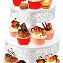 White Cupcake Stand - Tiered Dessert Table Display Set 3 Tier Metal White Serving Tray Round Cake Stand Holder for Wedding Tea Party Baby Shower Birthday Christmas Decor