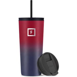 IRON FLASK Classic Tumbler - Vacuum Insulated Stainless Steel Water Bottle, Double Walled, Drinking Cup, Insulated Travel Mug (Dark Rainbow, 24 oz Solid Lid)