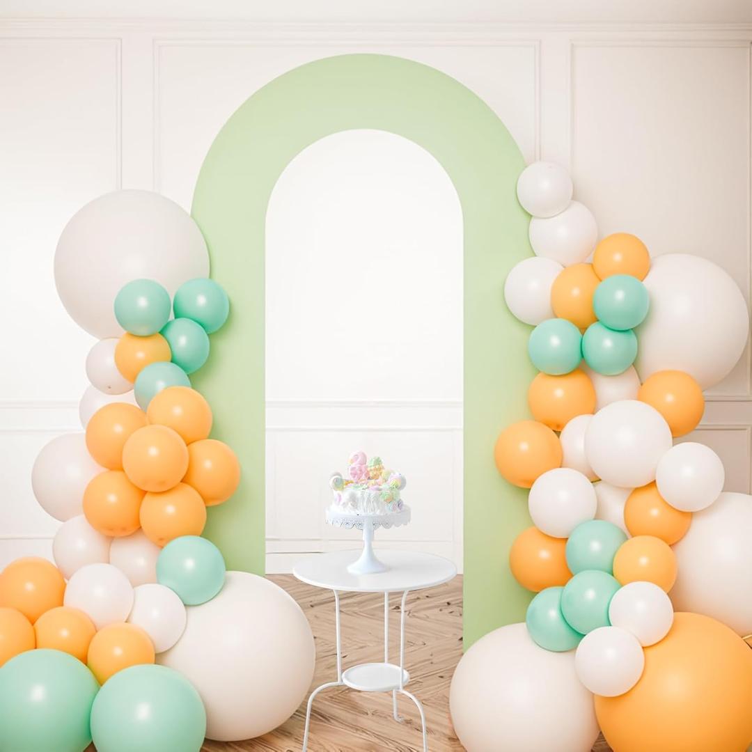 Babenest 7.2Ft Spandex Open Arch Backdrop, Fitted Double-Sided U-Shaped Wedding Arch, Round Top Chiara Stand Cover for Ceremony Baby Shower Birthday Party Decoration (Green)