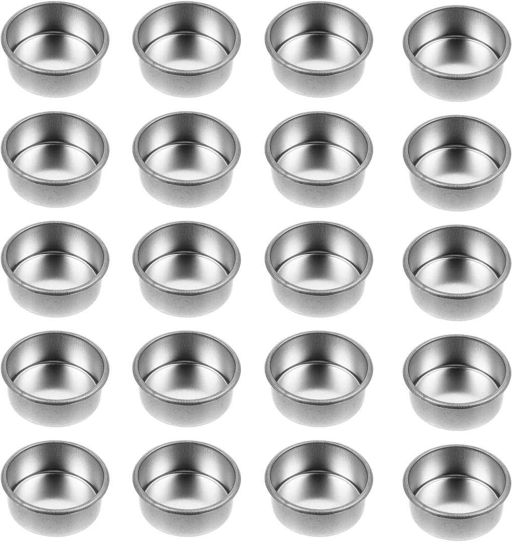 Uonlytech 20Pcs Tea Light Tins Cups Metal Tea Light Case Containers Empty Scented Candle Cup DIY Tealight Candle Holders for Christmas Wedding Table Decoration