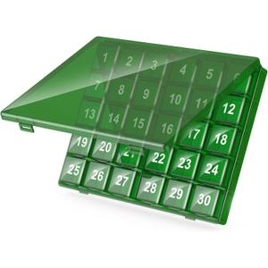 Monthly Pill Organizer Once a Day - 30 Day Pill Organizer Box - Easy to Open - Large Compartments Portable Case for Travel, Month Pill Cases Medicine Organizer for Vitamin (Bronze - Dark Green)