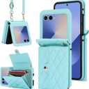 for Samsung Galaxy Z Flip 7 Accordion Crossbody Wallet Case, 4 Card Slots, RFID Blocking, and Adjustable Strap - Stylish and Versatile Accessory.(Green)