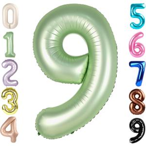2 x 40 Inch Olive Green Numbers 9 Balloon, Balloons Decorations for 9 19 90 Birthday Party, Engagement, Wedding, Graduations, Photo Shoot Supplies