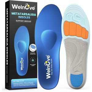 Welnove Arch Support Inserts with Metatarsal Pads, Metatarsal Insoles for Metatarsalgia, Mortons Neuroma Relief,Ball of Foot Pain, Plantar Fasciitis Insoles for Women&Men for Standing All Day-L