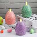 MTLEE 3 Pcs Easter Egg Candles 3 Color Scented Real Wax Led Easter Flameless Candles Spring Battery Operated Egg Shaped Holiday Home Living Party Decoration Centerpiece
