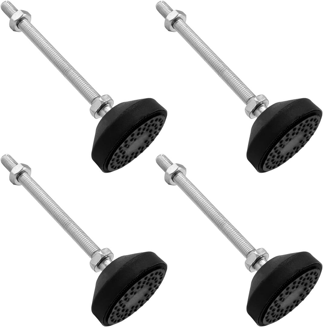 Bonsicoky 4 Pcs M8 Metal Adjustable Leveling Feet Heavy Duty, Swivel Furniture Glides Leveler for Table Desk Shelf Chair, Black, 5.1" x 1.9"/ 130mm x 48mm
