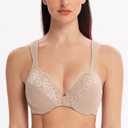 MELENECA Women's Comfort Straps Full Coverage Minimizer Plus Size Lace Underwire Bra (34E, Beige)