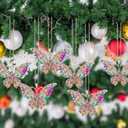 Kenning 6 Pcs Butterfly Christmas Ornaments Butterfly Hanging Ornaments Gifts for Christmas Tree Decorations Colorful Xmas Tree Decor Keepsake Gift for Women Girls Mom Sisters(Multicolor)