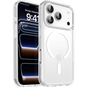 CACOE Magnetic Case for iPhone 17 Pro 6.3 inch-Compatible with MagSafe & Magnetic Car Phone Mount,Not Yellowing Anti-Scratch (Clear)