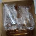 LGURT 4 Piece Premium Acrylic Bathroom Accessory Set, Hand Sanitizer Bottle, Lotion Can Bathroom Suit, Separate Bottle Soap Box, Mouthwash Cup, Toothbrush Cup (Champagne Gold)