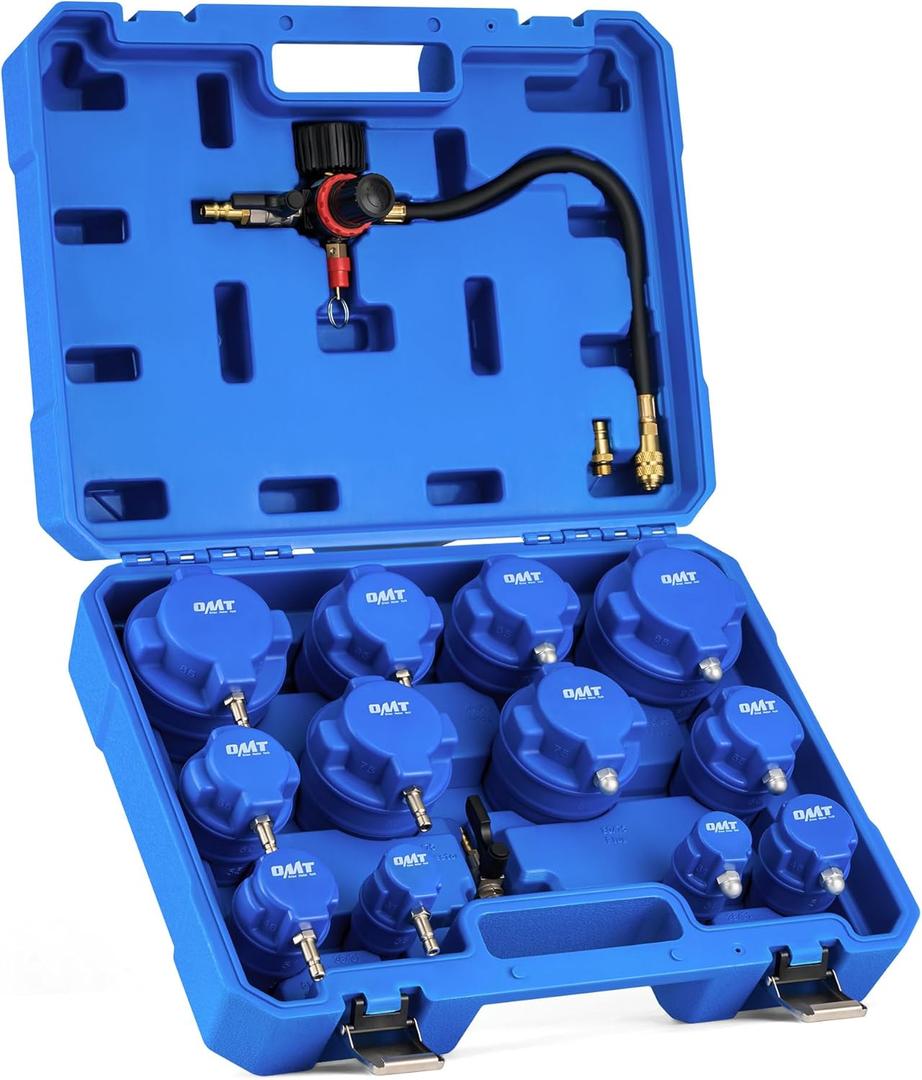 Orion Motor Tech Turbo Boost Leak Tester Set, Turbo System Leakage Tester Kit with Smoke Adapter 6 Pairs of Stepped Adapters 1.2" to 3.5", Turbo Pressure Leak Tester for Cooling Emission Exhaust Pipes