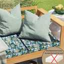 Magpie Fabrics Indoor Outdoor Cushion Cover Replacement 2 Pack, NO Insert! Water Repellent Slipcover with Ties Decor for Patio Garden Chair Seat Sofa Bench Wicker(Botanical Blue Green, 22x20x4 Inch)